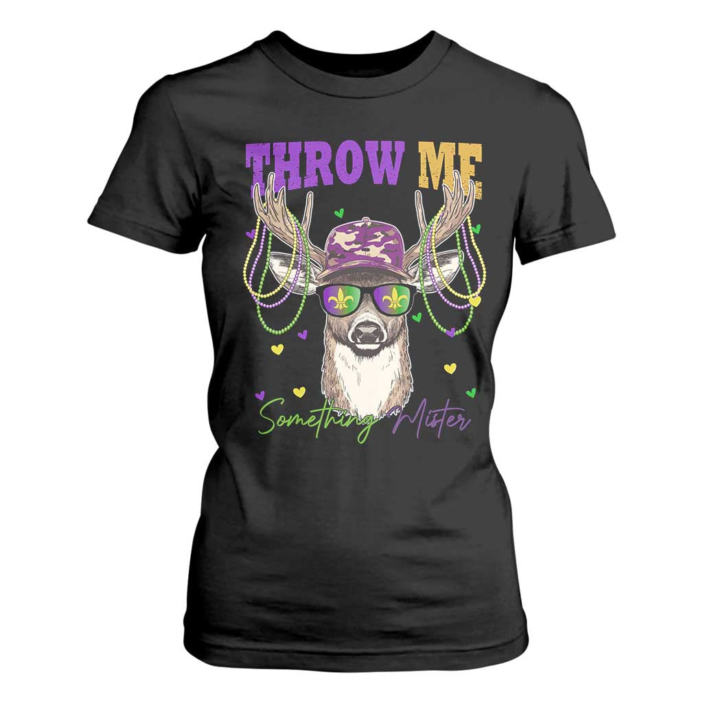 Funny Mardi Gras Mississippi Deer T Shirt For Women Throw Me Something Mister Beads TS11 Black Print Your Wear