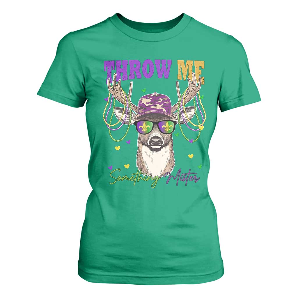 Funny Mardi Gras Mississippi Deer T Shirt For Women Throw Me Something Mister Beads TS11 Irish Green Print Your Wear