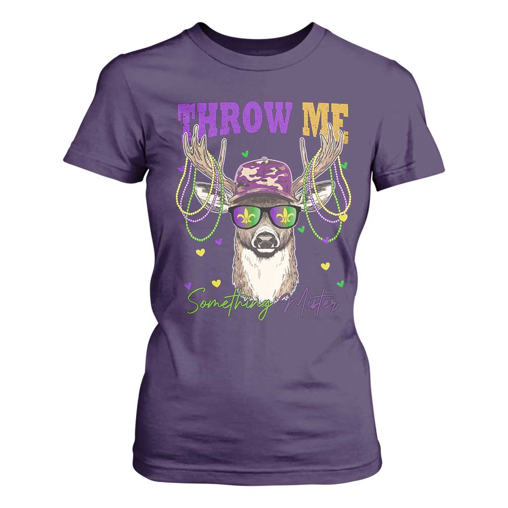 Funny Mardi Gras Mississippi Deer T Shirt For Women Throw Me Something Mister Beads TS11 Purple Print Your Wear