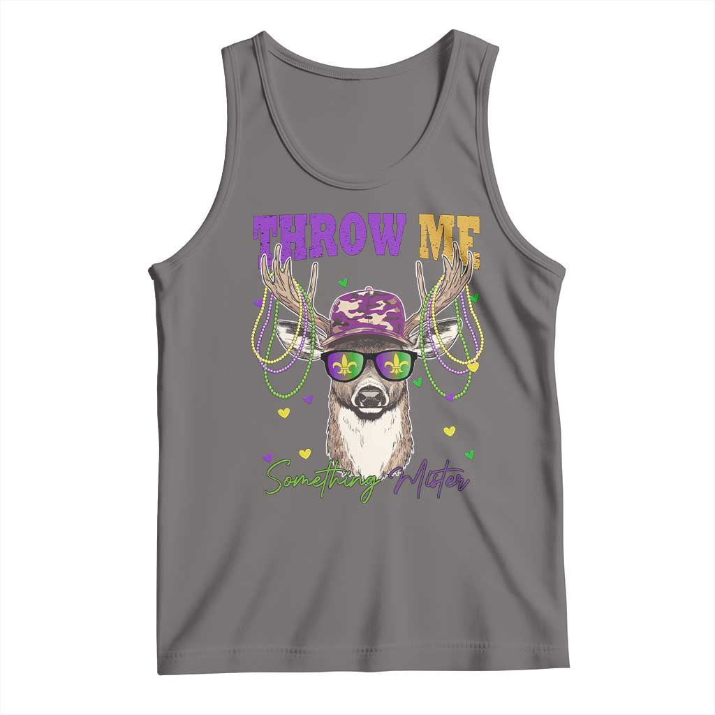 Funny Mardi Gras Mississippi Deer Tank Top Throw Me Something Mister Beads TS11 Deep Heather Print Your Wear