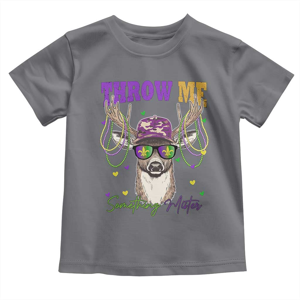 Funny Mardi Gras Mississippi Deer Toddler T Shirt Throw Me Something Mister Beads TS11 Charcoal Print Your Wear