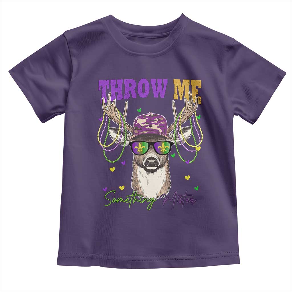 Funny Mardi Gras Mississippi Deer Toddler T Shirt Throw Me Something Mister Beads TS11 Purple Print Your Wear