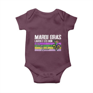 Funny Mardi Gras Laissez Les Bon Temps Rouler Baby Onesie Fleur De Lis Glitter Print TS11 Maroon Print Your Wear