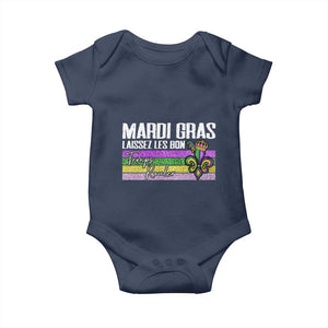 Funny Mardi Gras Laissez Les Bon Temps Rouler Baby Onesie Fleur De Lis Glitter Print TS11 Navy Print Your Wear