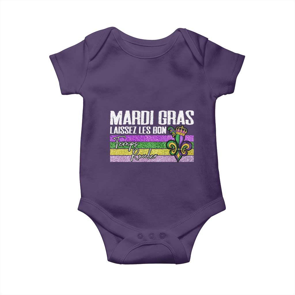 Funny Mardi Gras Laissez Les Bon Temps Rouler Baby Onesie Fleur De Lis Glitter Print TS11 Purple Print Your Wear