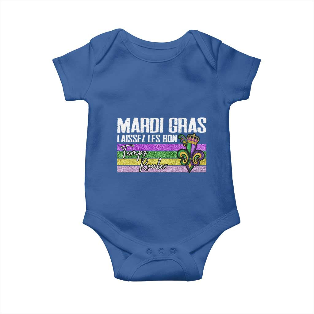 Funny Mardi Gras Laissez Les Bon Temps Rouler Baby Onesie Fleur De Lis Glitter Print TS11 Royal Blue Print Your Wear