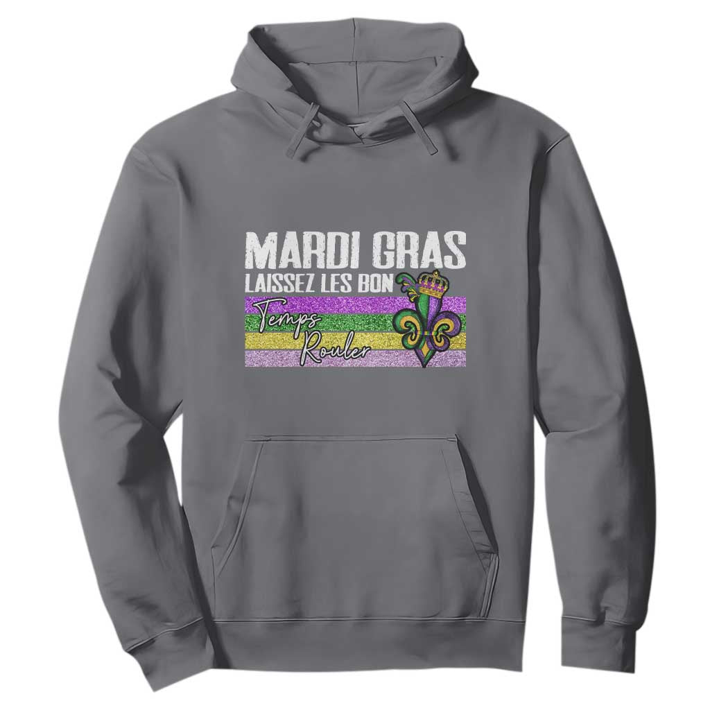 Funny Mardi Gras Laissez Les Bon Temps Rouler Hoodie Fleur De Lis Glitter Print TS11 Charcoal Print Your Wear