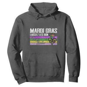 Funny Mardi Gras Laissez Les Bon Temps Rouler Hoodie Fleur De Lis Glitter Print TS11 Dark Heather Print Your Wear