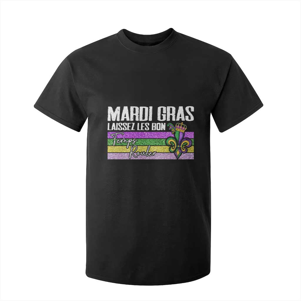 Funny Mardi Gras Laissez Les Bon Temps Rouler T Shirt For Kid Fleur De Lis Glitter Print TS11 Black Print Your Wear