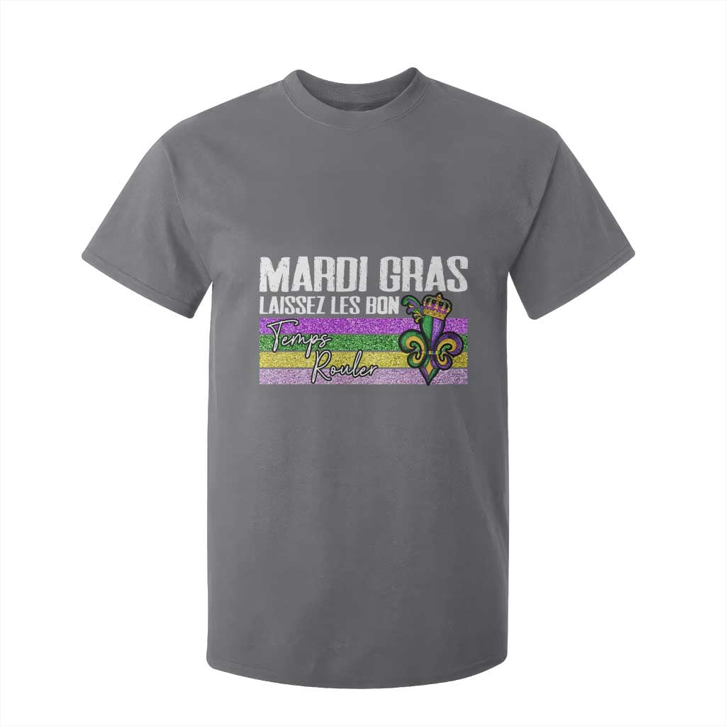 Funny Mardi Gras Laissez Les Bon Temps Rouler T Shirt For Kid Fleur De Lis Glitter Print TS11 Charcoal Print Your Wear