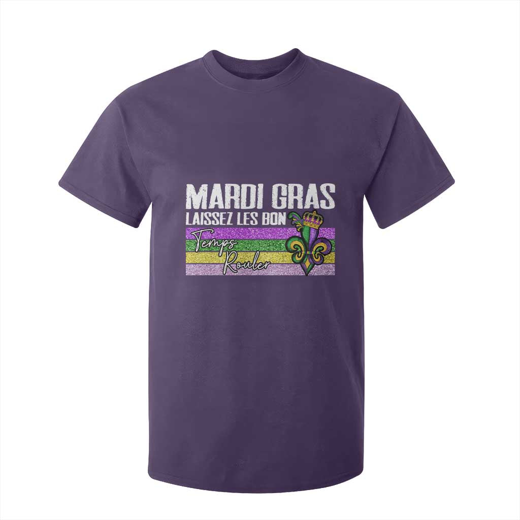 Funny Mardi Gras Laissez Les Bon Temps Rouler T Shirt For Kid Fleur De Lis Glitter Print TS11 Purple Print Your Wear