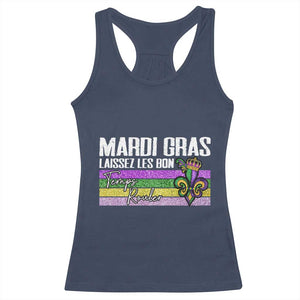 Funny Mardi Gras Laissez Les Bon Temps Rouler Racerback Tank Top Fleur De Lis Glitter Print TS11 Navy Print Your Wear