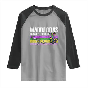 Funny Mardi Gras Laissez Les Bon Temps Rouler Raglan Shirt Fleur De Lis Glitter Print TS11 Sport Gray Black Print Your Wear