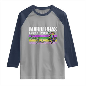 Funny Mardi Gras Laissez Les Bon Temps Rouler Raglan Shirt Fleur De Lis Glitter Print TS11 Sport Gray Navy Print Your Wear