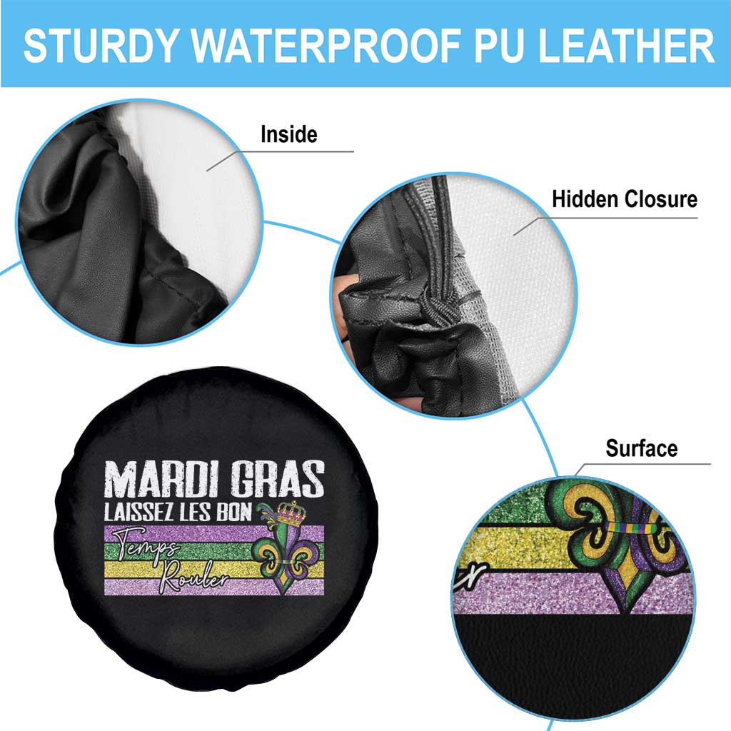 Funny Mardi Gras Laissez Les Bon Temps Rouler Spare Tire Cover Fleur De Lis Glitter Print TS11 Print Your Wear