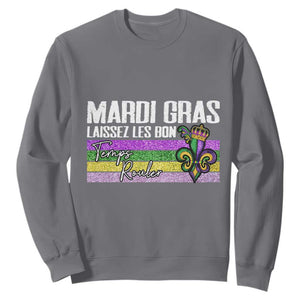 Funny Mardi Gras Laissez Les Bon Temps Rouler Sweatshirt Fleur De Lis Glitter Print TS11 Charcoal Print Your Wear