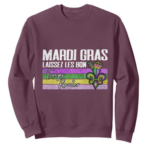 Funny Mardi Gras Laissez Les Bon Temps Rouler Sweatshirt Fleur De Lis Glitter Print TS11 Maroon Print Your Wear