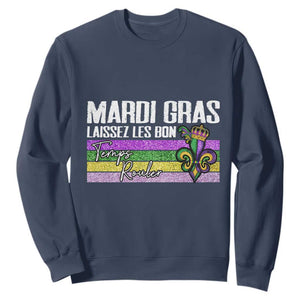 Funny Mardi Gras Laissez Les Bon Temps Rouler Sweatshirt Fleur De Lis Glitter Print TS11 Navy Print Your Wear