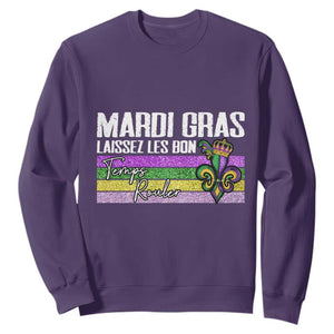 Funny Mardi Gras Laissez Les Bon Temps Rouler Sweatshirt Fleur De Lis Glitter Print TS11 Purple Print Your Wear