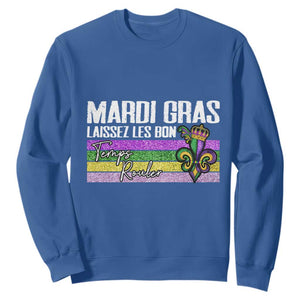 Funny Mardi Gras Laissez Les Bon Temps Rouler Sweatshirt Fleur De Lis Glitter Print TS11 Royal Blue Print Your Wear
