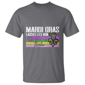 Funny Mardi Gras Laissez Les Bon Temps Rouler T Shirt Fleur De Lis Glitter Print TS11 Charcoal Print Your Wear