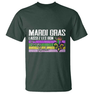 Funny Mardi Gras Laissez Les Bon Temps Rouler T Shirt Fleur De Lis Glitter Print TS11 Dark Forest Green Print Your Wear