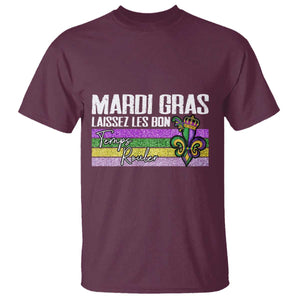 Funny Mardi Gras Laissez Les Bon Temps Rouler T Shirt Fleur De Lis Glitter Print TS11 Maroon Print Your Wear