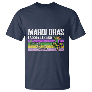 Funny Mardi Gras Laissez Les Bon Temps Rouler T Shirt Fleur De Lis Glitter Print TS11 Navy Print Your Wear
