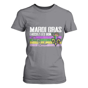 Funny Mardi Gras Laissez Les Bon Temps Rouler T Shirt For Women Fleur De Lis Glitter Print TS11 Charcoal Print Your Wear