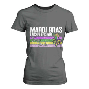 Funny Mardi Gras Laissez Les Bon Temps Rouler T Shirt For Women Fleur De Lis Glitter Print TS11 Dark Heather Print Your Wear