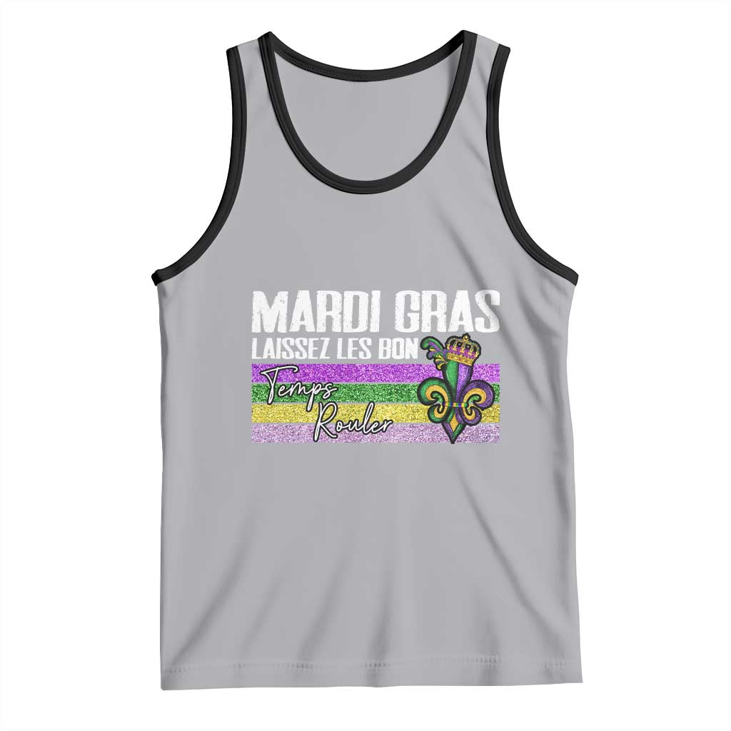 Funny Mardi Gras Laissez Les Bon Temps Rouler Tank Top Fleur De Lis Glitter Print TS11 Athletic Heather Black Print Your Wear