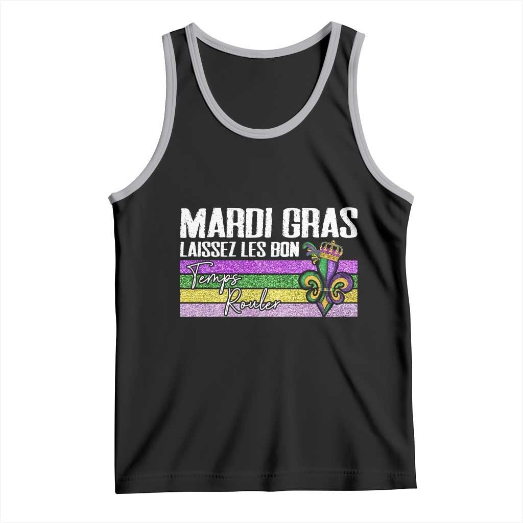 Funny Mardi Gras Laissez Les Bon Temps Rouler Tank Top Fleur De Lis Glitter Print TS11 Black Athletic Heather Print Your Wear