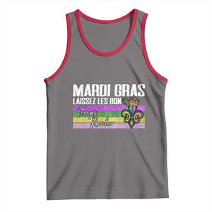 Funny Mardi Gras Laissez Les Bon Temps Rouler Tank Top Fleur De Lis Glitter Print TS11 Deep Heather Red Print Your Wear