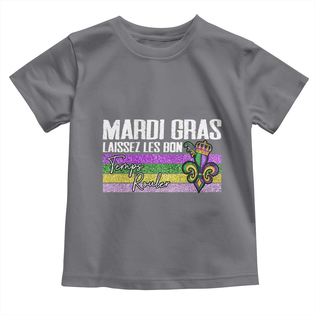 Funny Mardi Gras Laissez Les Bon Temps Rouler Toddler T Shirt Fleur De Lis Glitter Print TS11 Charcoal Print Your Wear