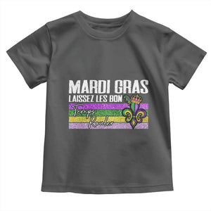 Funny Mardi Gras Laissez Les Bon Temps Rouler Toddler T Shirt Fleur De Lis Glitter Print TS11 Dark Heather Print Your Wear