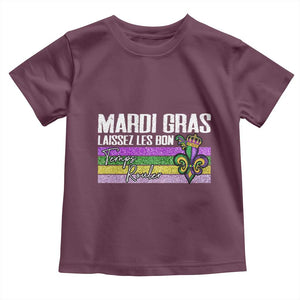Funny Mardi Gras Laissez Les Bon Temps Rouler Toddler T Shirt Fleur De Lis Glitter Print TS11 Maroon Print Your Wear