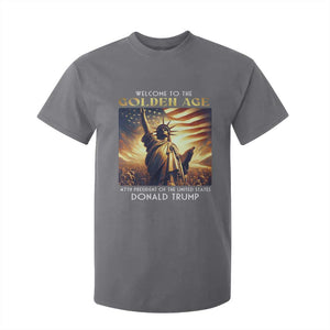 Trump 2025 Welcome To The Golden Age T Shirt For Kid 47th President Of United States Statue Of Liberty TS11 Charcoal Print Your Wear