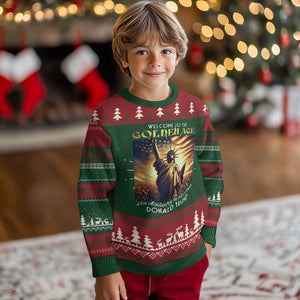 Trump 2025 Welcome To The Golden Age Ugly Christmas Sweater 47th President Of United States Statue Of Liberty TS11 Christmas Print Your Wear