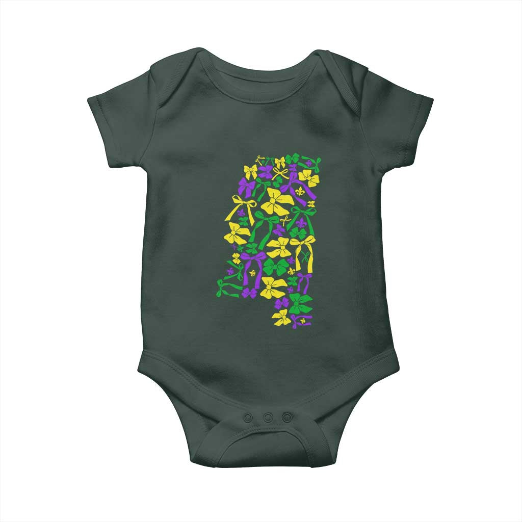 Funny Mardi Gras Mississippi Map Coquette Bow Baby Onesie TS11 Print Your Wear