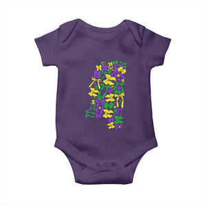 Funny Mardi Gras Mississippi Map Coquette Bow Baby Onesie TS11 Purple Print Your Wear