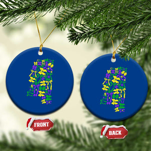 Funny Mardi Gras Mississippi Map Coquette Bow Ceramic Ornament TS11 1pc Blue Print Your Wear