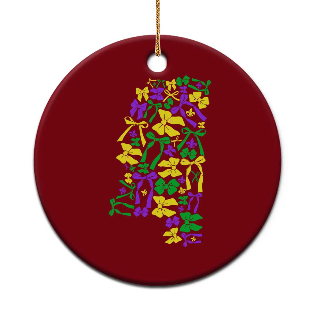 Funny Mardi Gras Mississippi Map Coquette Bow Ceramic Ornament TS11 1pc Red Print Your Wear