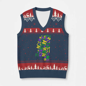 Funny Mardi Gras Mississippi Map Coquette Bow V-Neck Knit Sweater Vest TS11 Navy Red Print Your Wear