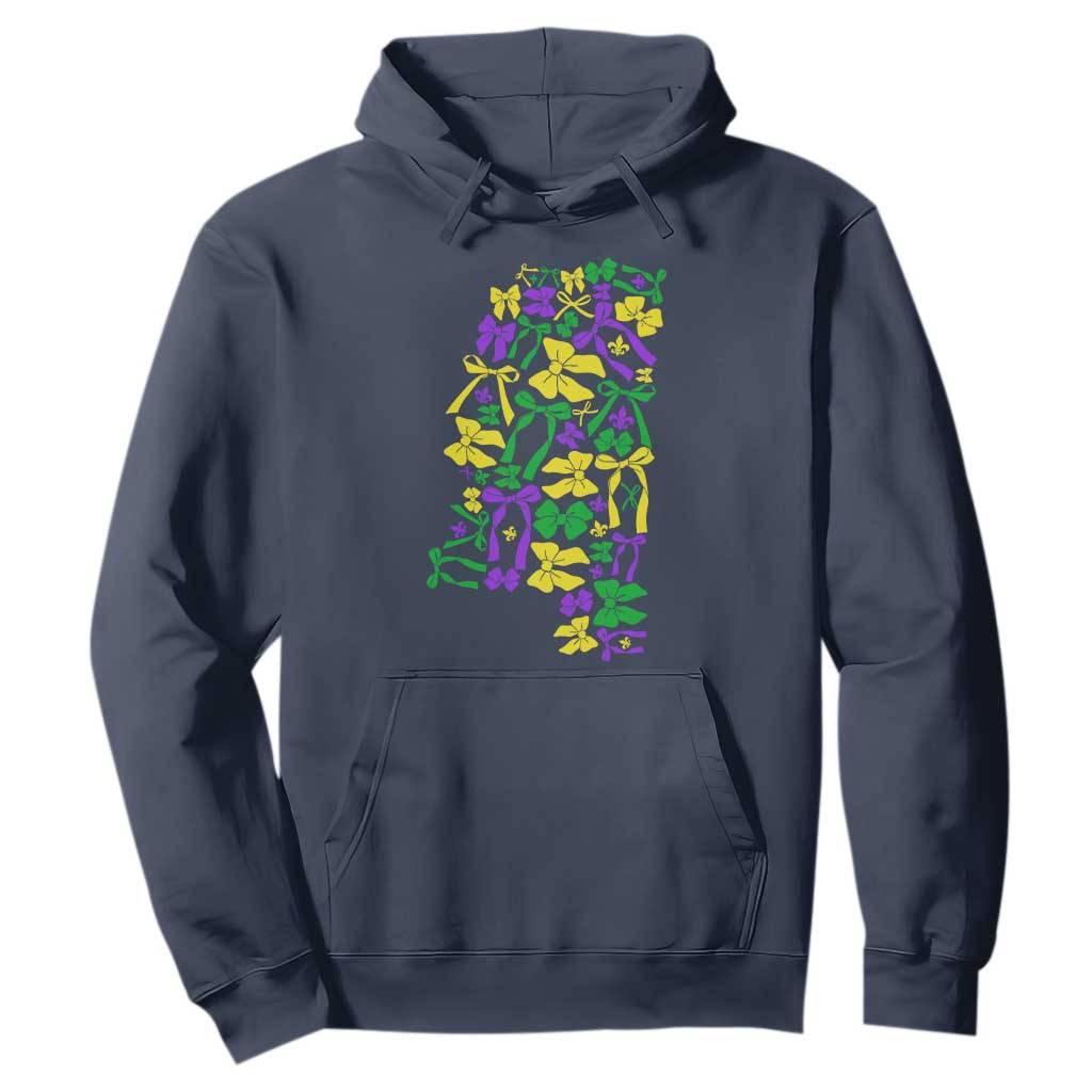 Funny Mardi Gras Mississippi Map Coquette Bow Hoodie TS11 Navy Print Your Wear