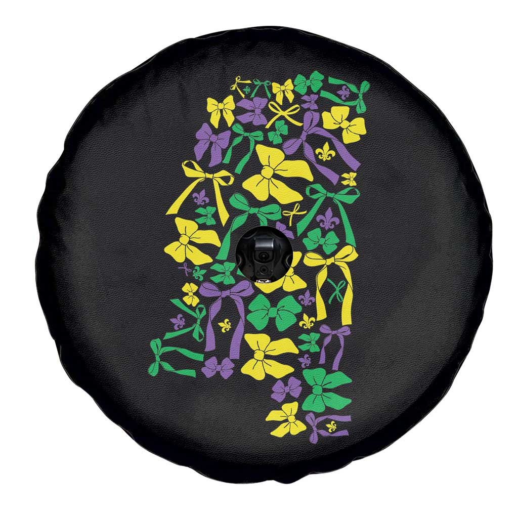 Funny Mardi Gras Mississippi Map Coquette Bow Spare Tire Cover TS11 Print Your Wear