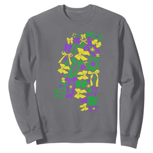Funny Mardi Gras Mississippi Map Coquette Bow Sweatshirt TS11 Charcoal Print Your Wear