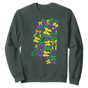 Funny Mardi Gras Mississippi Map Coquette Bow Sweatshirt TS11 Dark Forest Green Print Your Wear