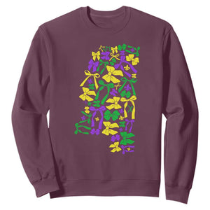 Funny Mardi Gras Mississippi Map Coquette Bow Sweatshirt TS11 Maroon Print Your Wear