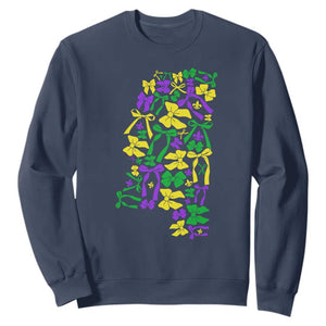 Funny Mardi Gras Mississippi Map Coquette Bow Sweatshirt TS11 Navy Print Your Wear