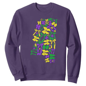 Funny Mardi Gras Mississippi Map Coquette Bow Sweatshirt TS11 Purple Print Your Wear
